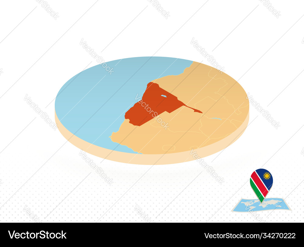 Namibia map designed in isometric style orange vector image
