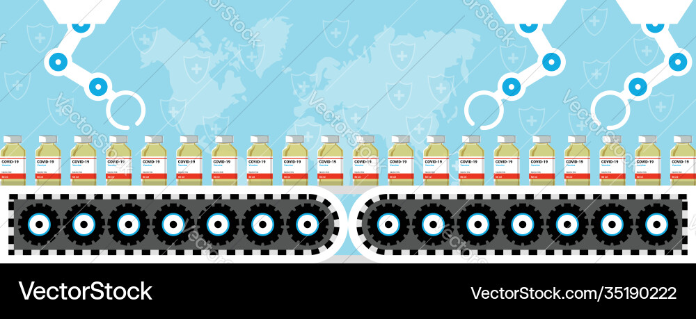 Production and distribution a covid-19 vaccine Production and distribution a covid-19 vaccine vector image