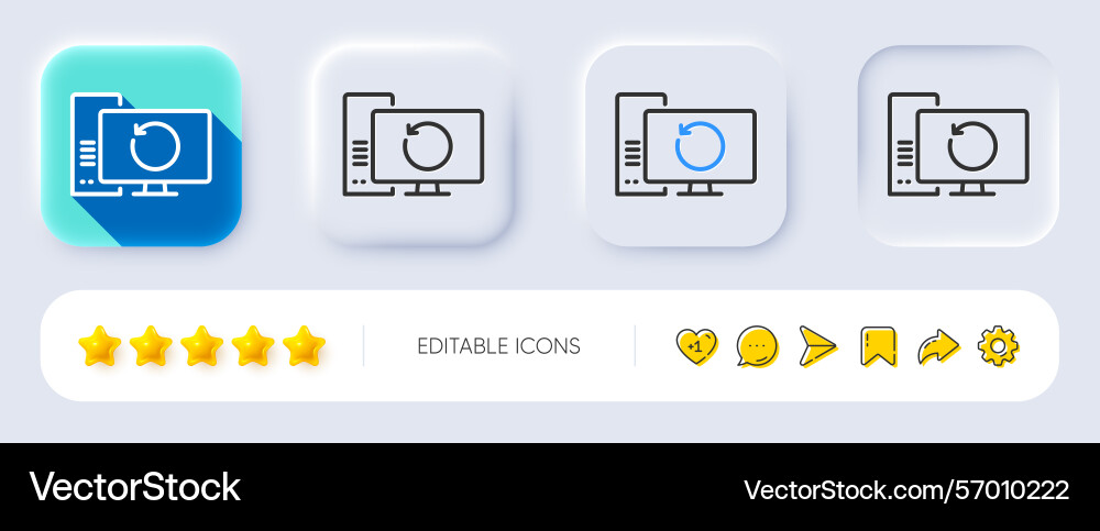 Recovery computer line icon backup data sign Recovery computer line icon backup data sign vector image