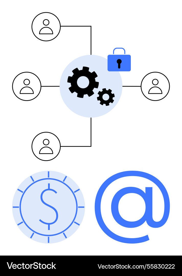 Secure data sharing between users with financial Secure data sharing between users with financial vector image