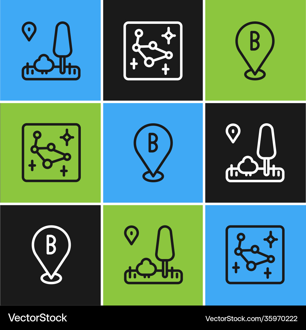 Set line city map navigation location and great Set line city map navigation location and great vector image