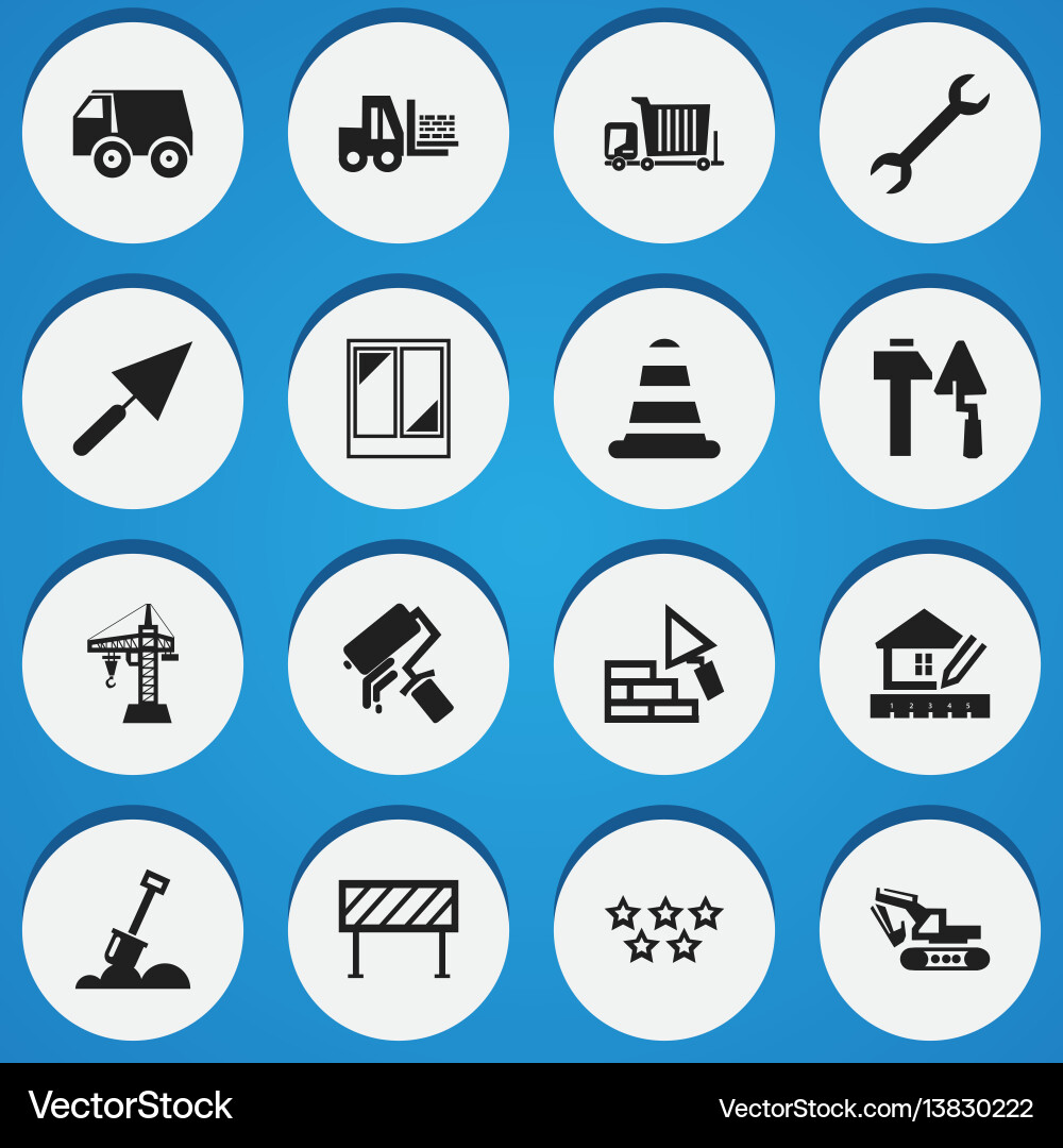 Set of 16 editable building icons includes Set of 16 editable building icons includes vector image