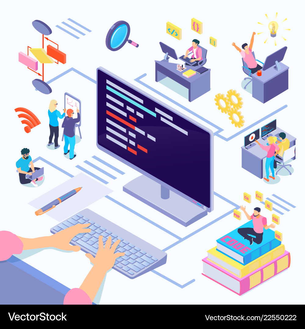 Software Developers Coding vector image