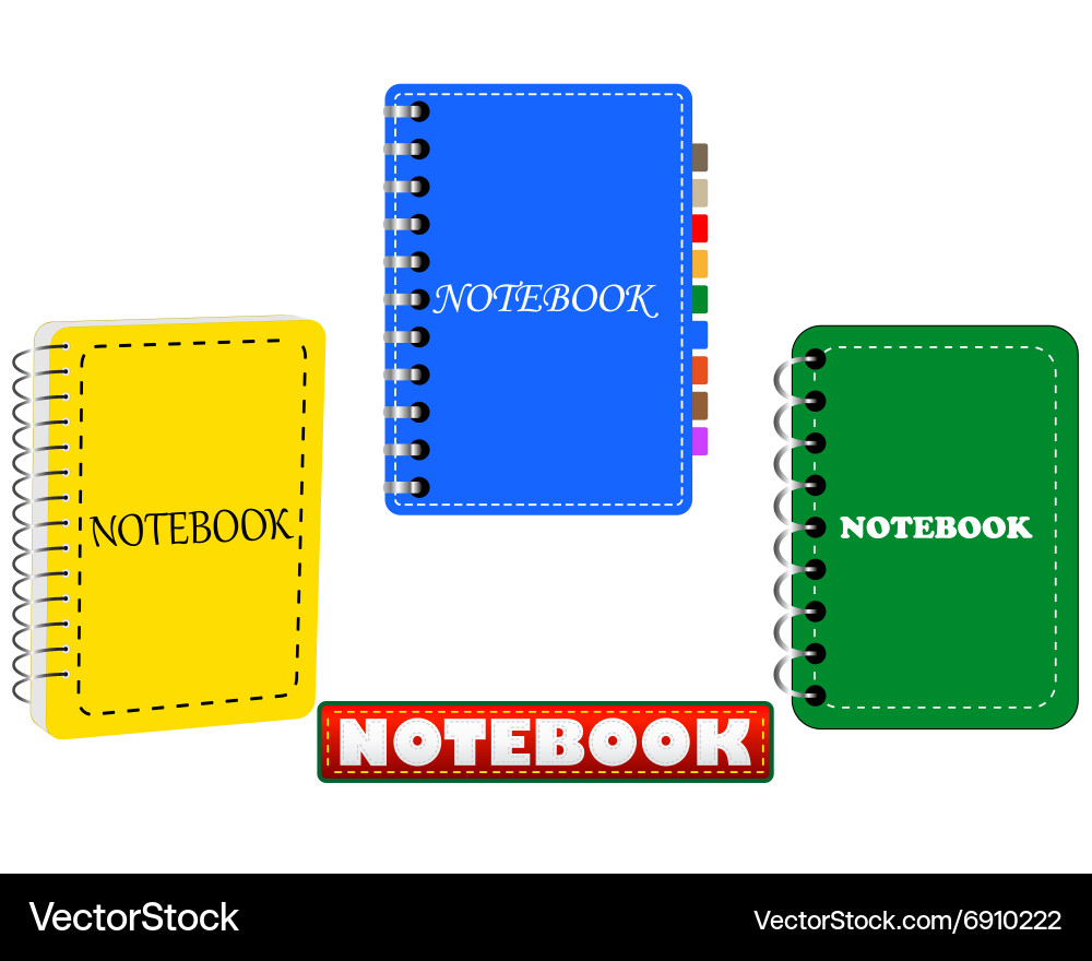 Three in different colors notepad vector image