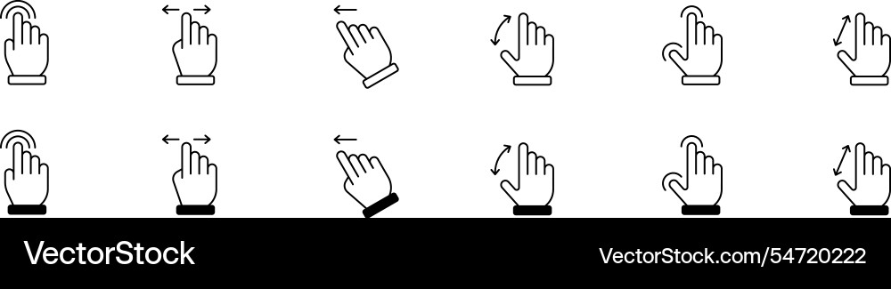Touch gesture icon set line swipe vector image