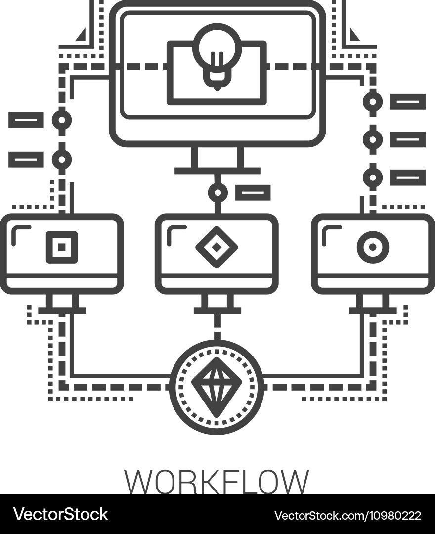 Workflow line icons vector image