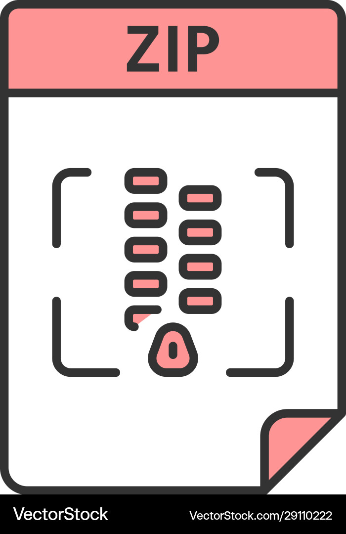 Zip file color icon archive format isolated Zip file color icon archive format isolated vector image