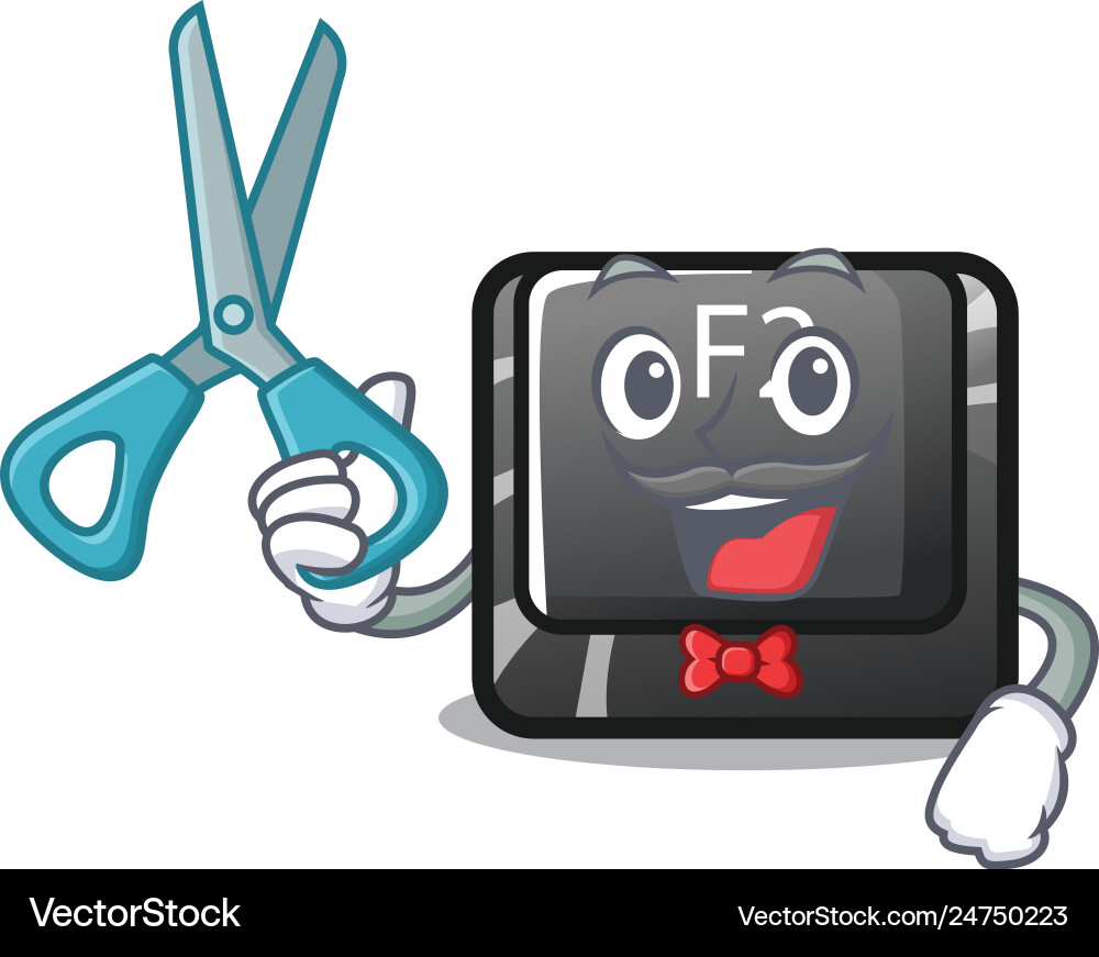 Barber button f2 in shape character Vector Image