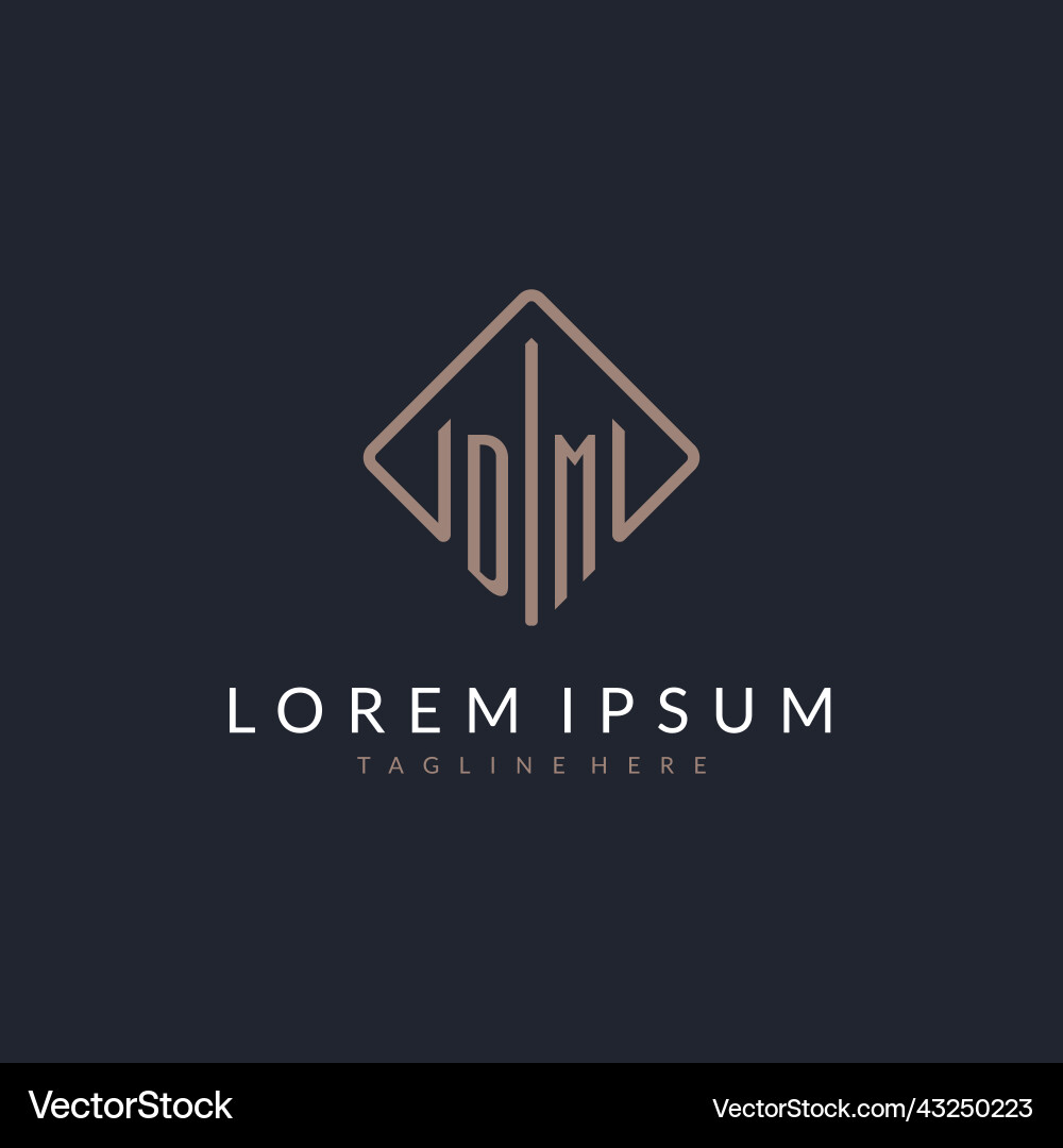 Dm initial logo with curved rectangle style design Vector Image