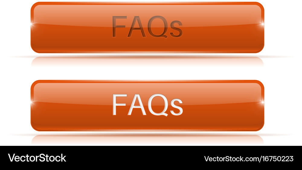 Faqs button orange 3d icon normal and active Vector Image
