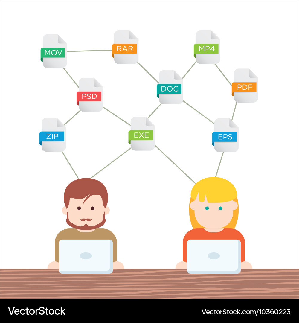 File extensions people with computers vector image