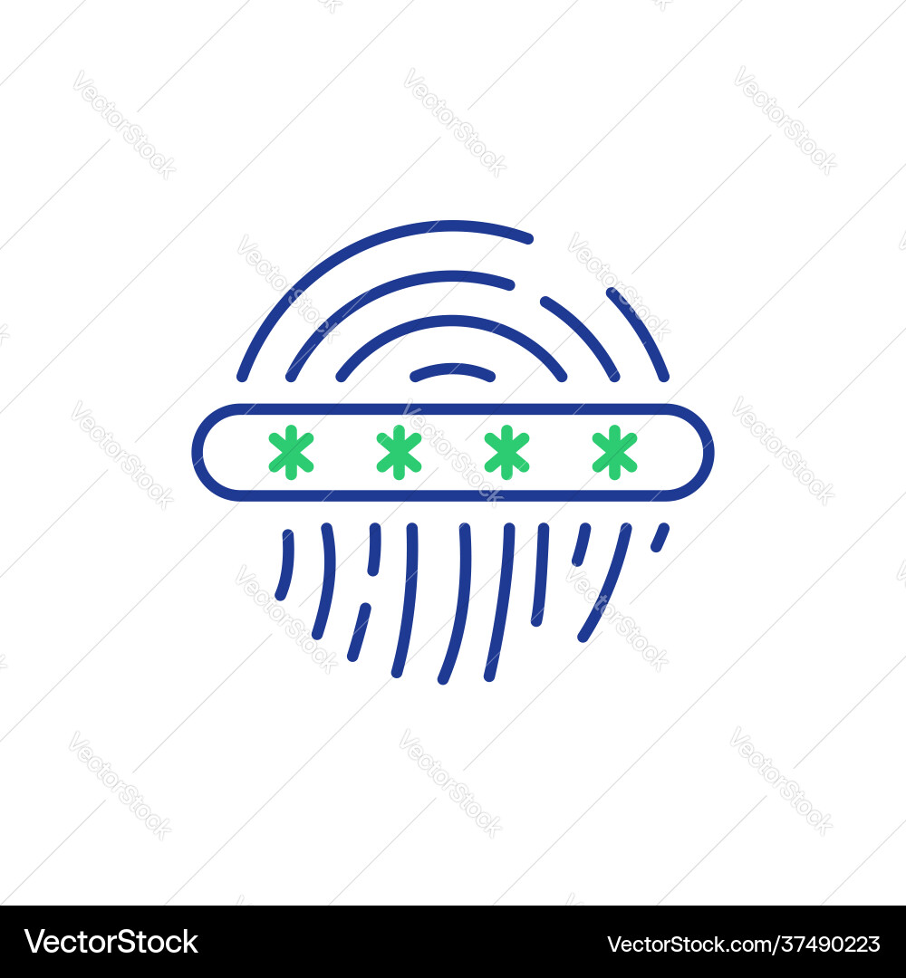 Fingerprint loop icon with password inside vector image