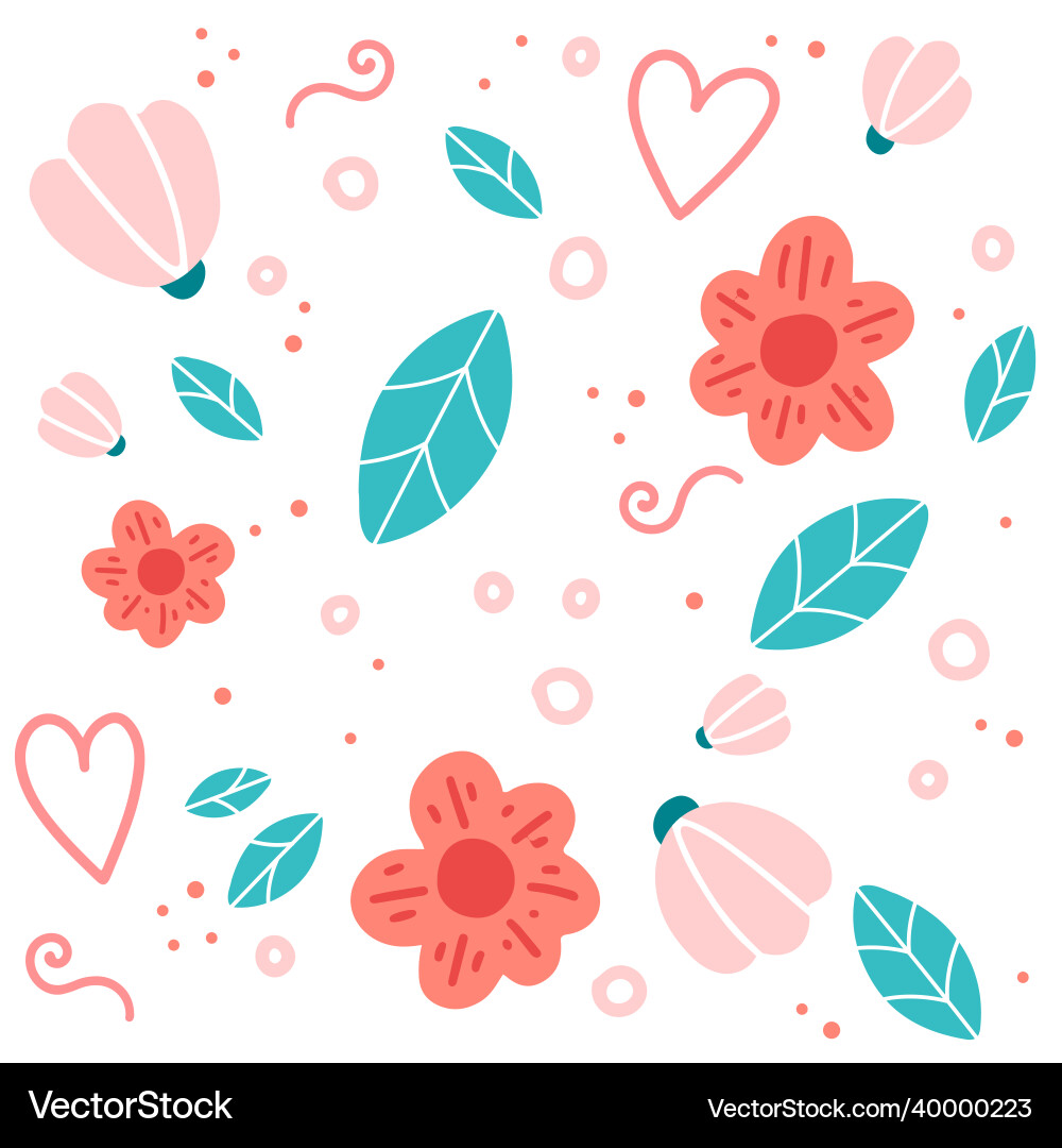 Floral seamless pattern with doodle flowers Floral seamless pattern with doodle flowers vector image
