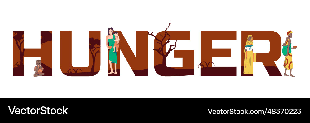 Food Crisis: Hunger & Drought Royalty Free Vector Image