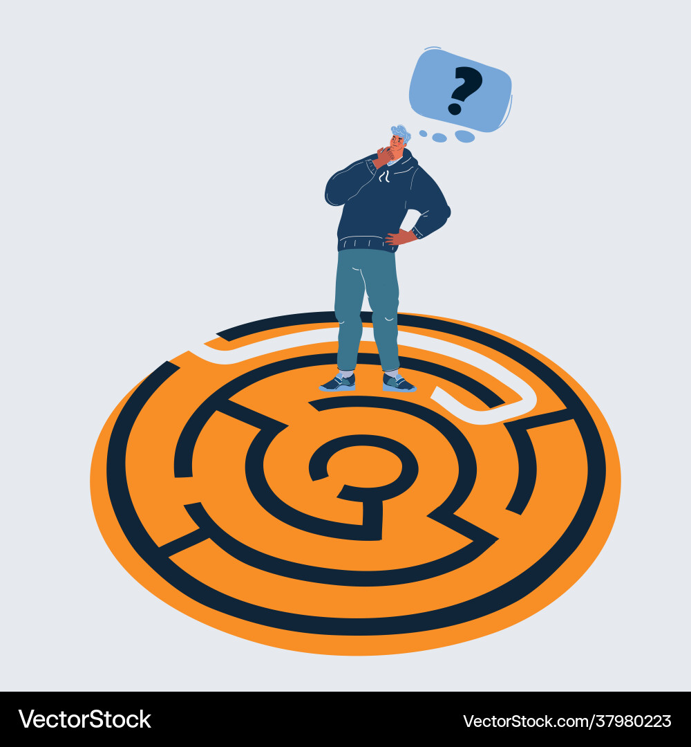 Man in Maze – Problem Solving Vector Image