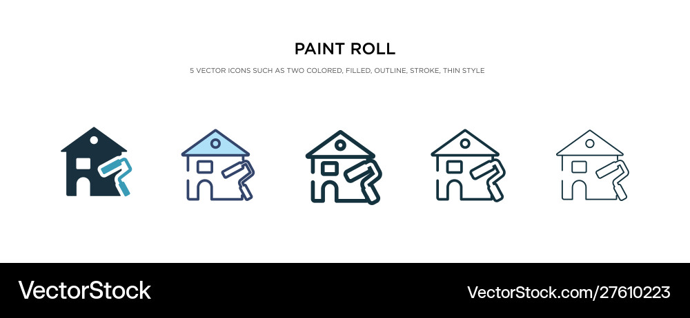 Paint roll icon in different style two colored Paint roll icon in different style two colored vector image