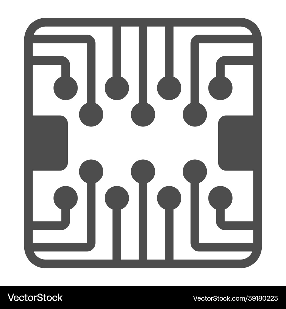 Pcb layout square shape chip solid icon Pcb layout square shape chip solid icon vector image