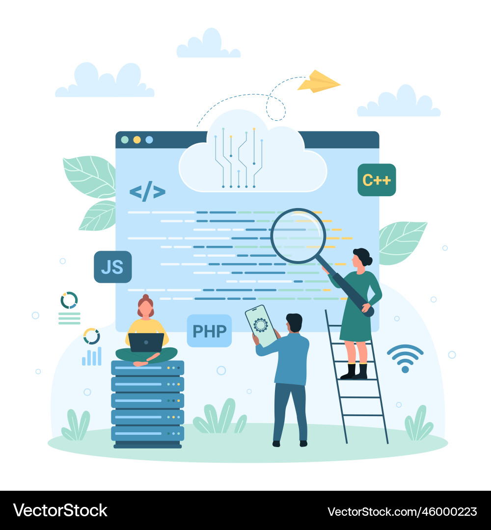 Program code development technology tiny people vector image