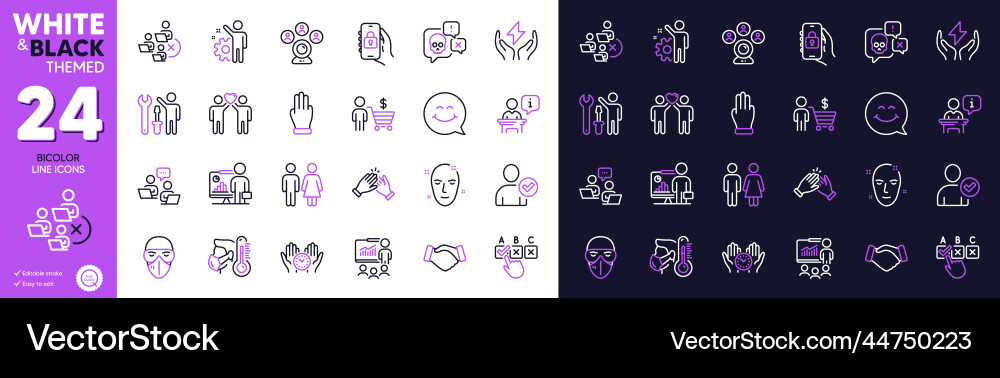 Remove team presentation and clapping hands line Remove team presentation and clapping hands line vector image