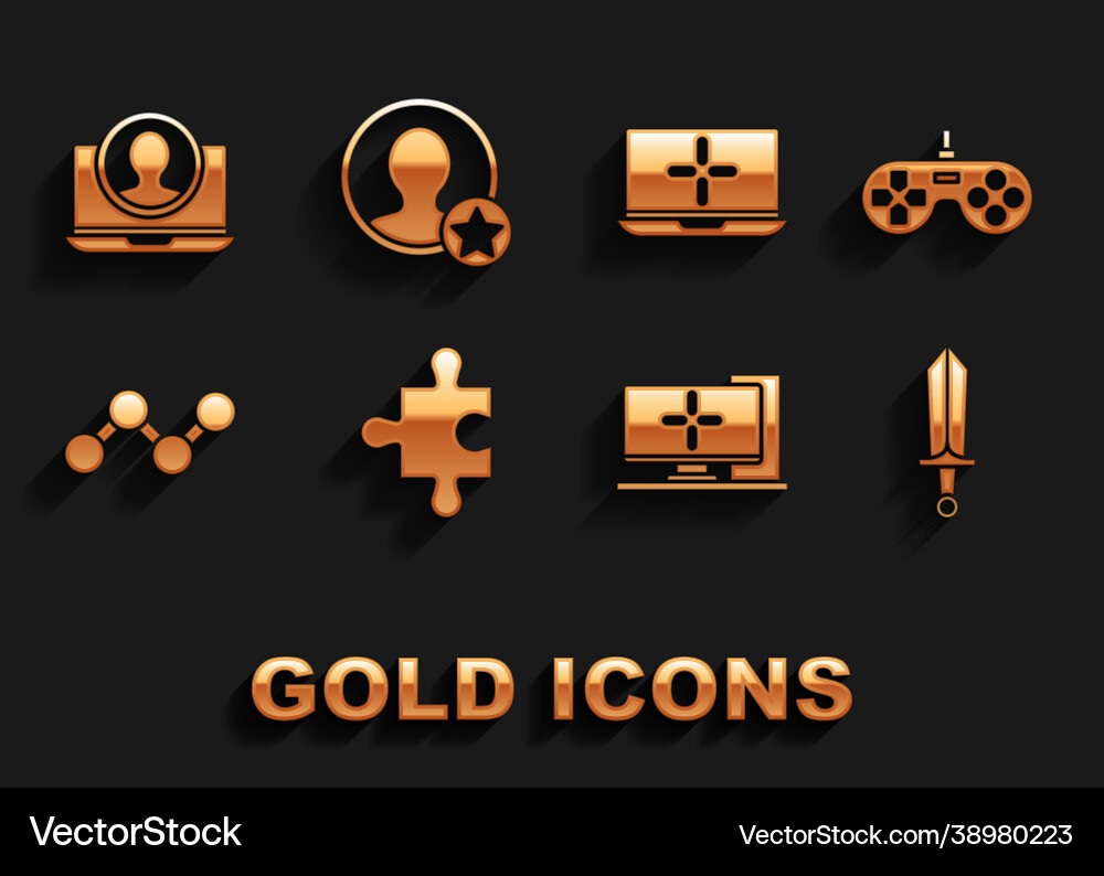 Set piece puzzle gamepad sword for game Set piece puzzle gamepad sword for game vector image