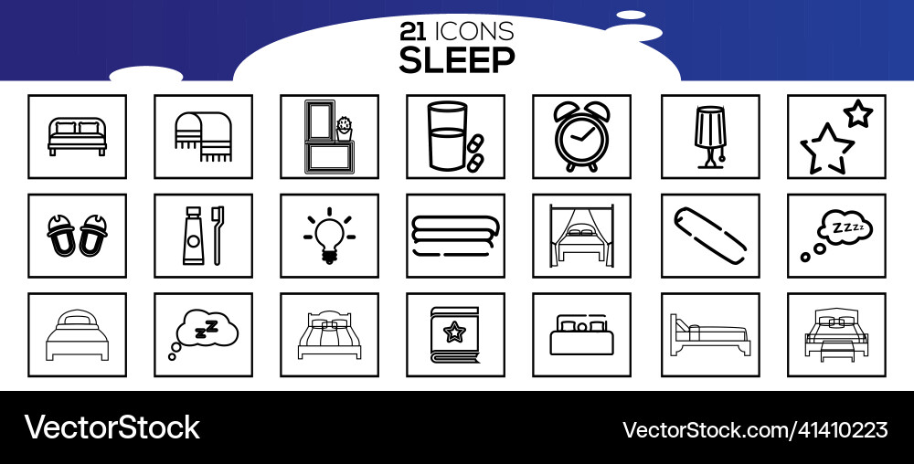 Simple set of sleep related line icons vector image