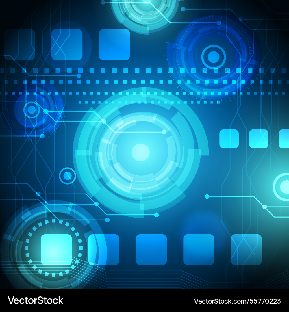 Technology background with round forms in blue Vector Image