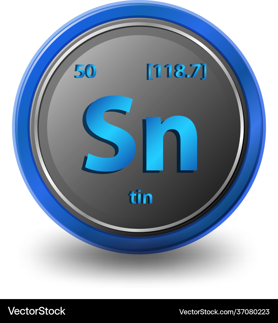 Tin chemical element symbol with atomic Tin chemical element symbol with atomic vector image