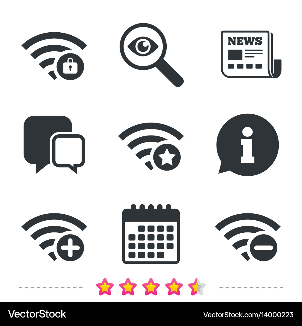Wifi wireless network icons wi-fi add remove Wifi wireless network icons wi-fi add remove vector image