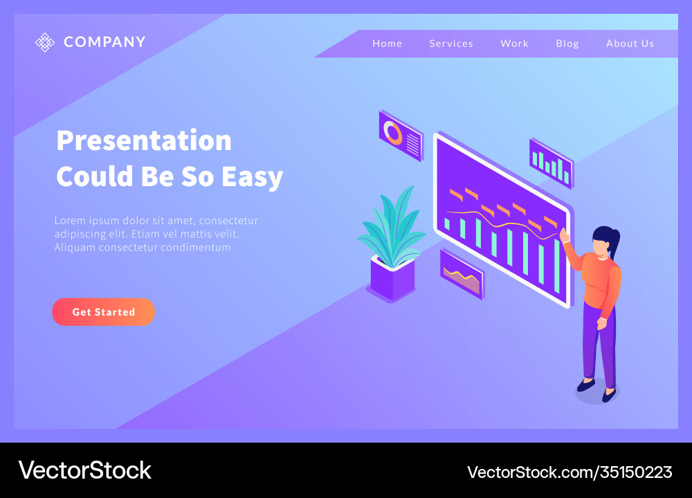 Woman give presentation with graph and chart data Woman give presentation with graph and chart data vector image