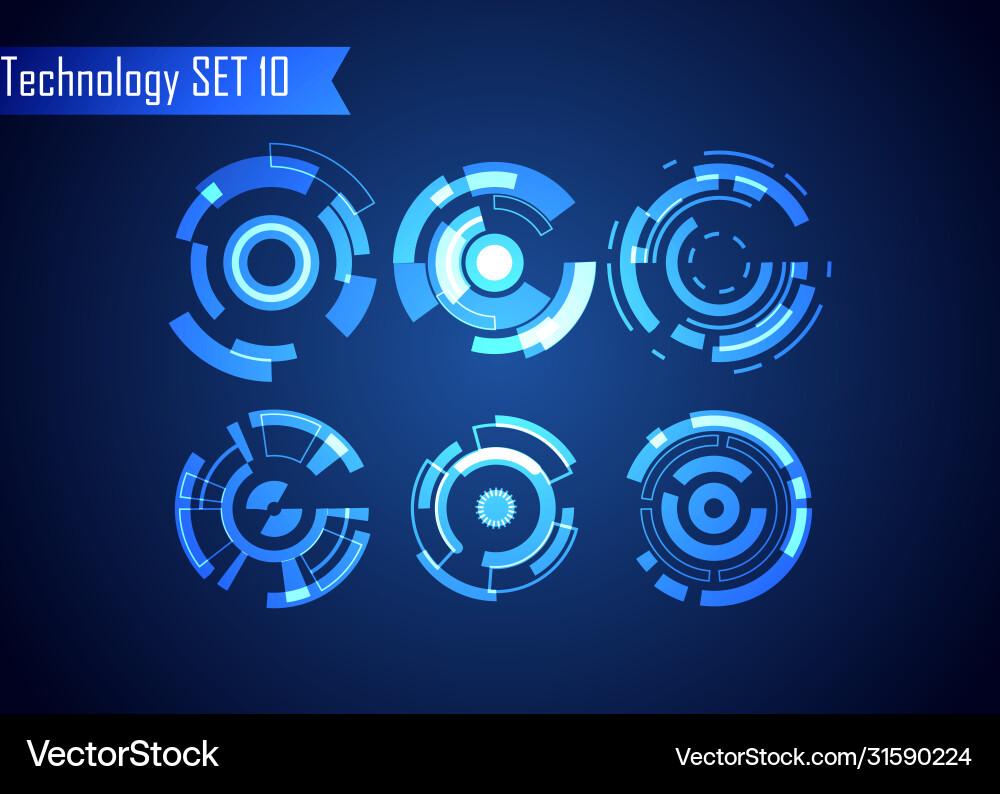 Circle Tech UI Elements vector image