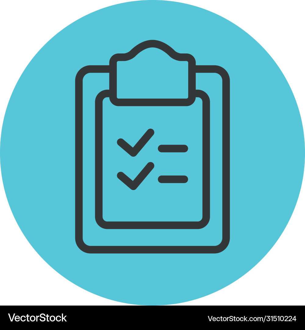 Clipboard with checklist icon block line style vector image