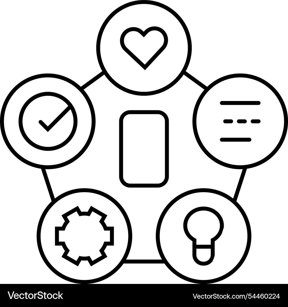 Design thinking ux ui line icon Design thinking ux ui line icon vector image
