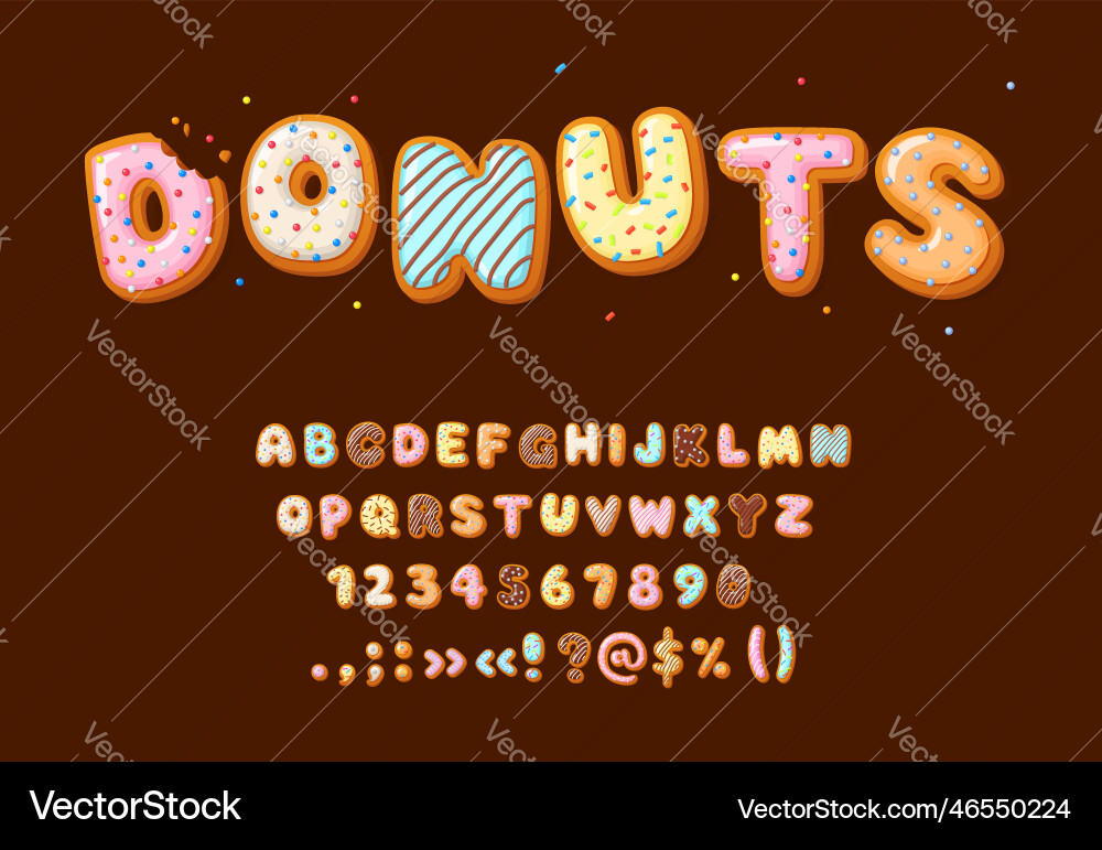 Donut Alphabet Font Collection Royalty Free Vector Image