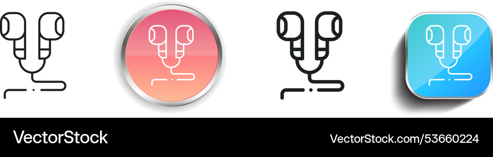 Earphone icon thin linear regular and button vector image