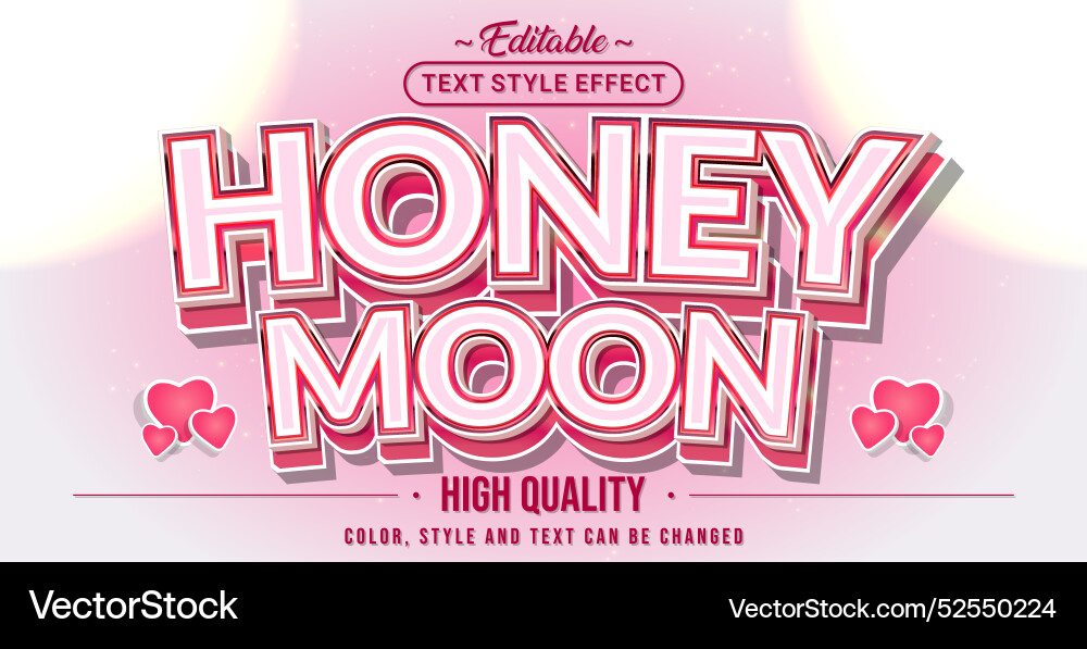 Editable text style effect - honeymoon Vector Image
