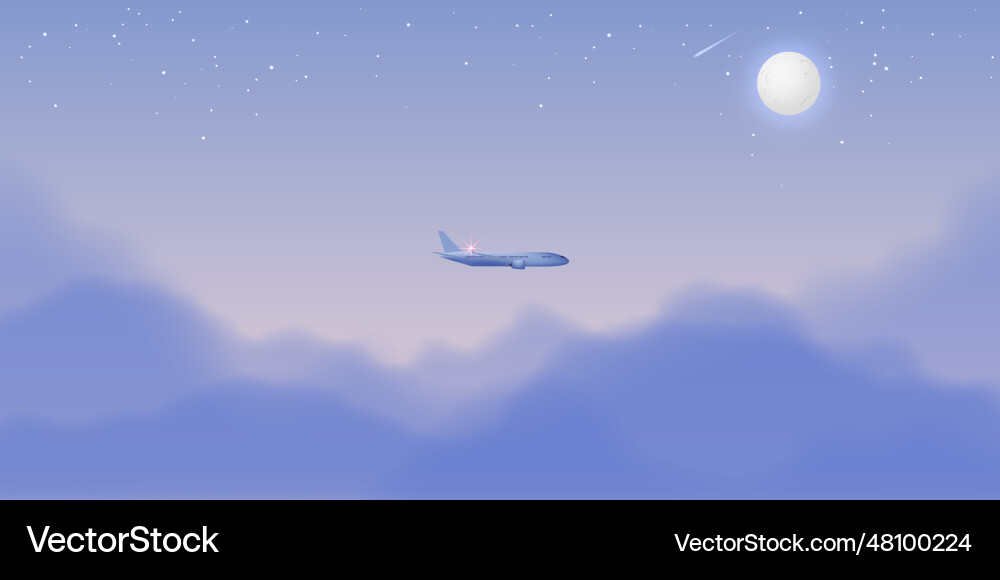 Flugzeugfensteransicht mit Nachtzeit Himmel Flugzeugfensteransicht mit Nachtzeit Himmel vektorbild