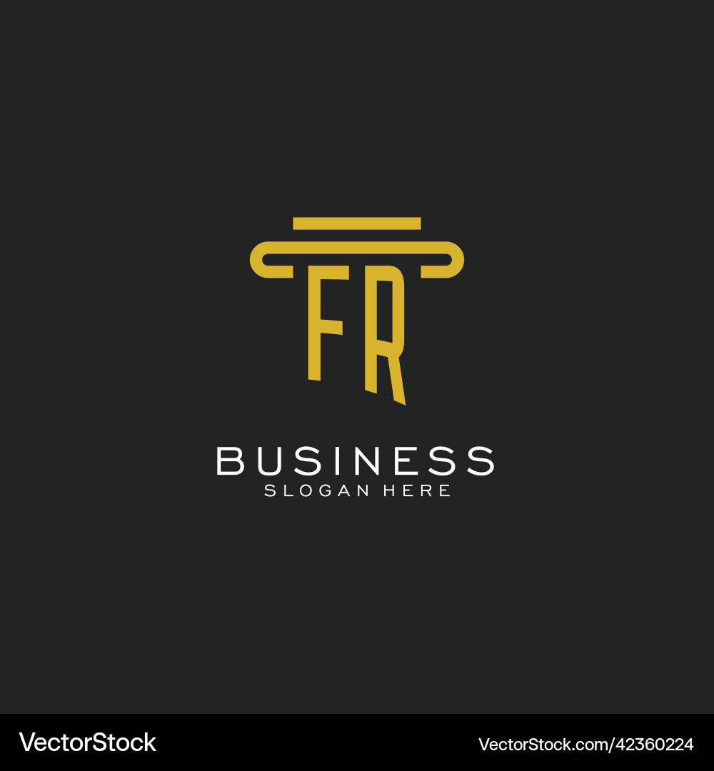 Fr initial logo with simple pillar style design Fr initial logo with simple pillar style design Vector Image