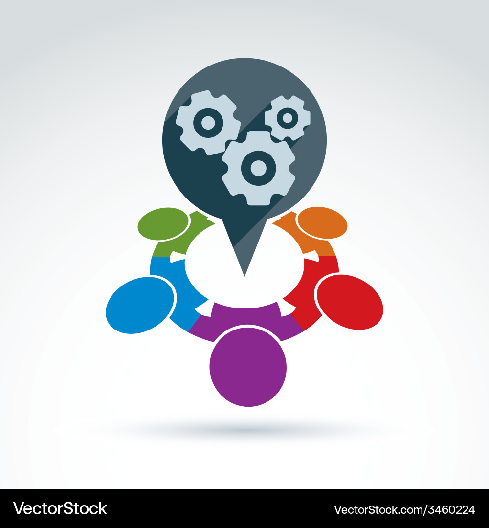 Gears and cogs teamwork theme icon conceptual vector image