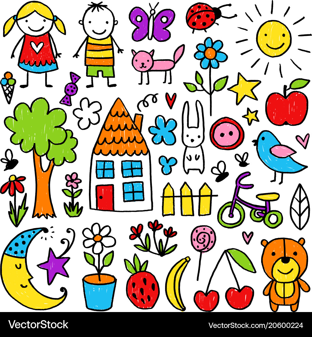 Hand drawn summer elements Royalty Free Vector Image