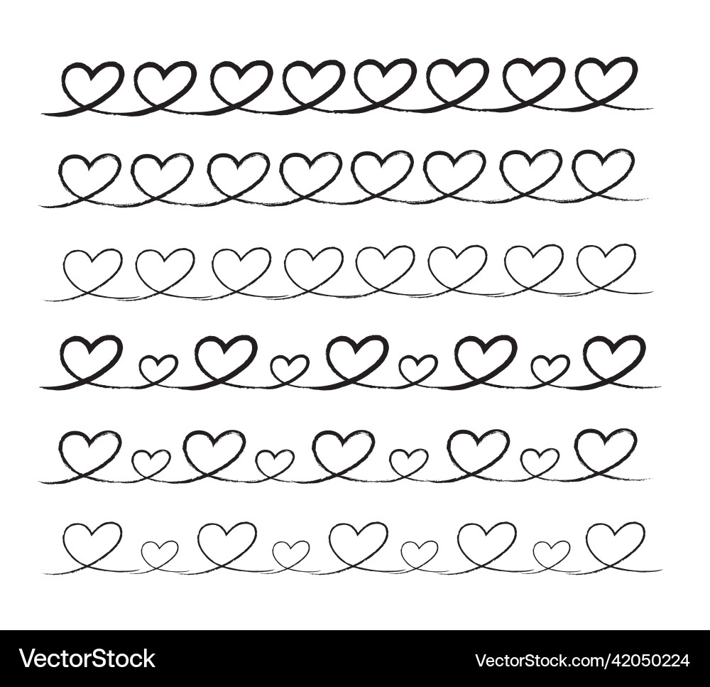 Heart line doodle banner Heart line doodle banner vector image