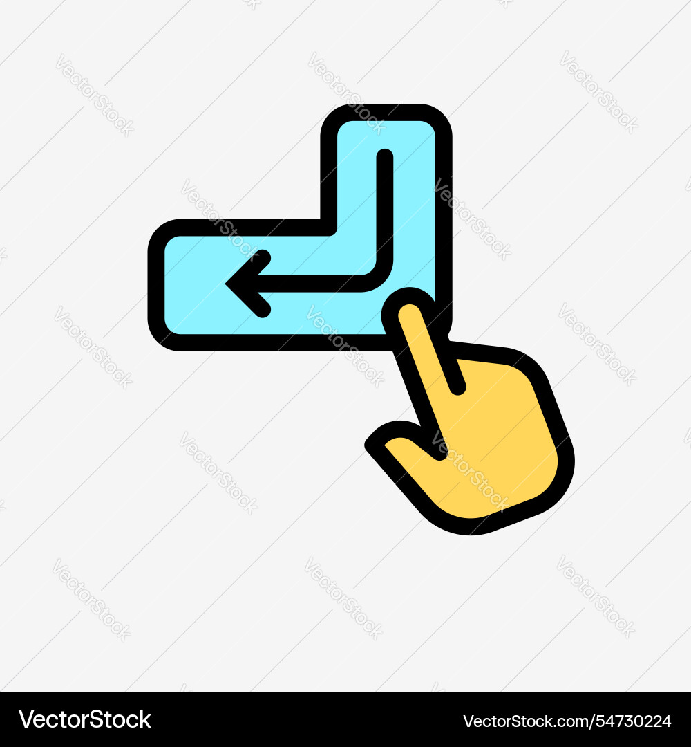 Icon line color hand click enter button Icon line color hand click enter button vector image