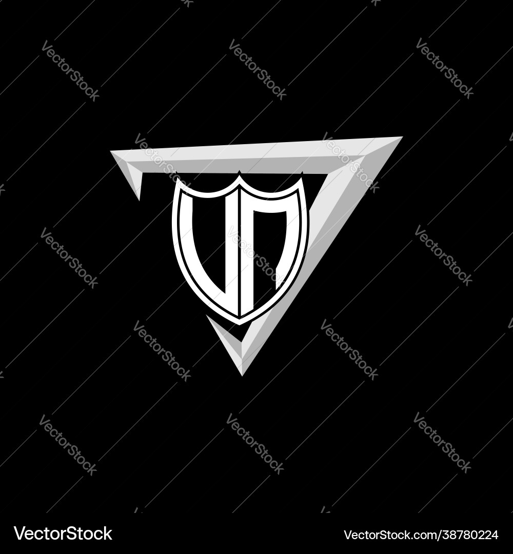 Initial letter u n shield shape with triangular Vector Image