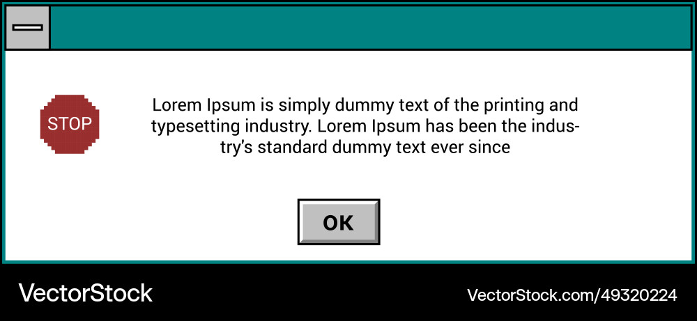 Interface of error message on old windows system Interface of error message on old windows system Vector Image