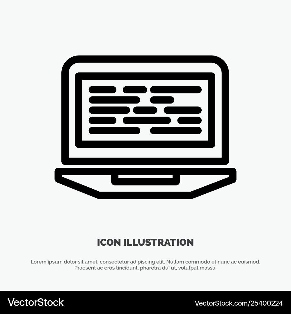Laptop coding code screen computer line icon Vector Image