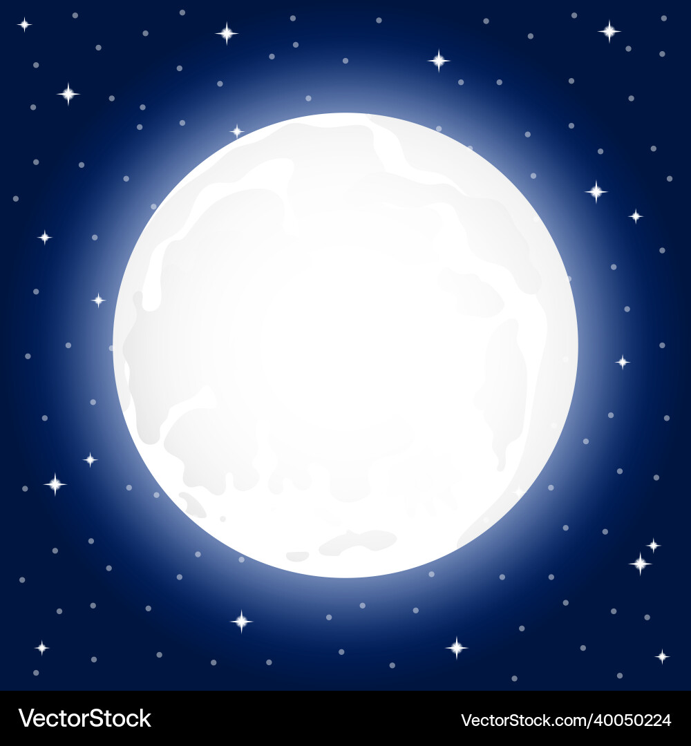 Large full moon and starry sky at night – Royalty-Free Vector | VectorStock, image size:1000x1080