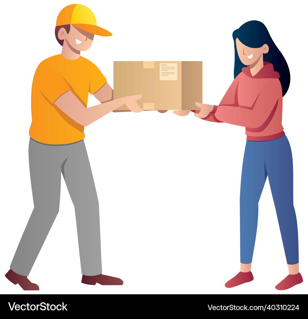 Package delivery on white Royalty Free Vector Image