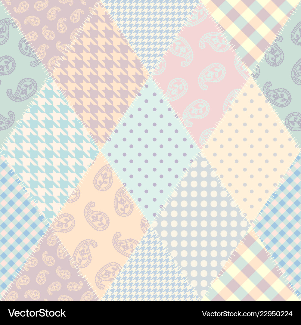 Patchwork textile pattern seamless quilting vector image
