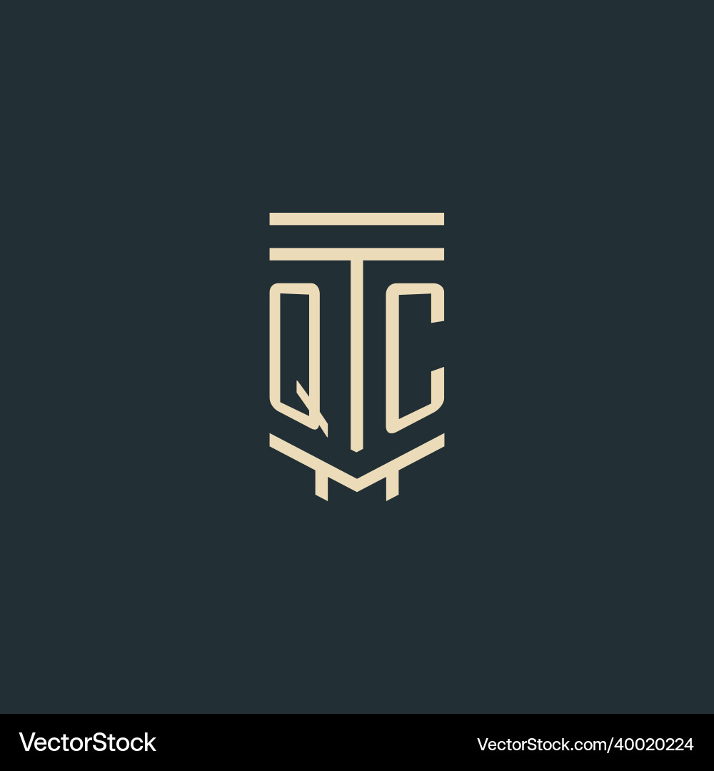 Qc initial monogram with simple line art pillar Qc initial monogram with simple line art pillar Vector Image