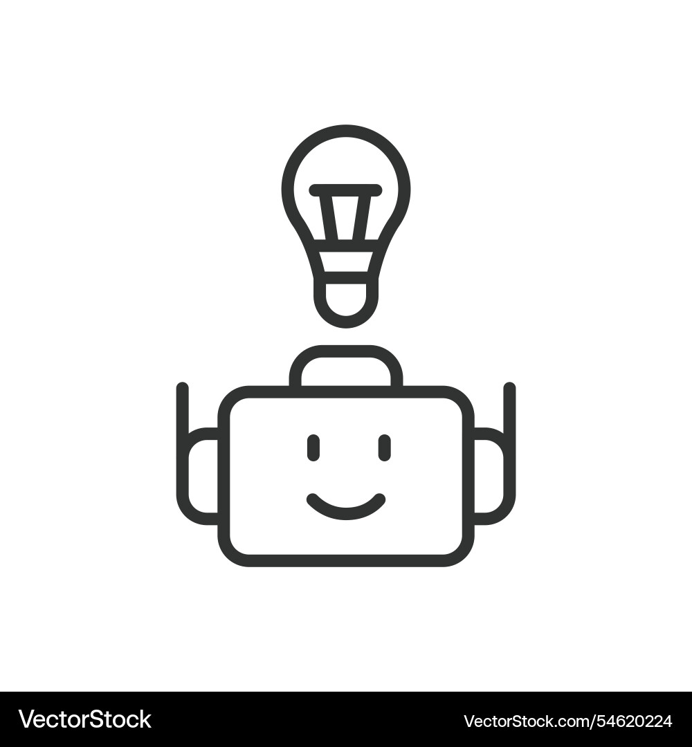 Robot face with idea bulb icon in line design Robot face with idea bulb icon in line design vector image