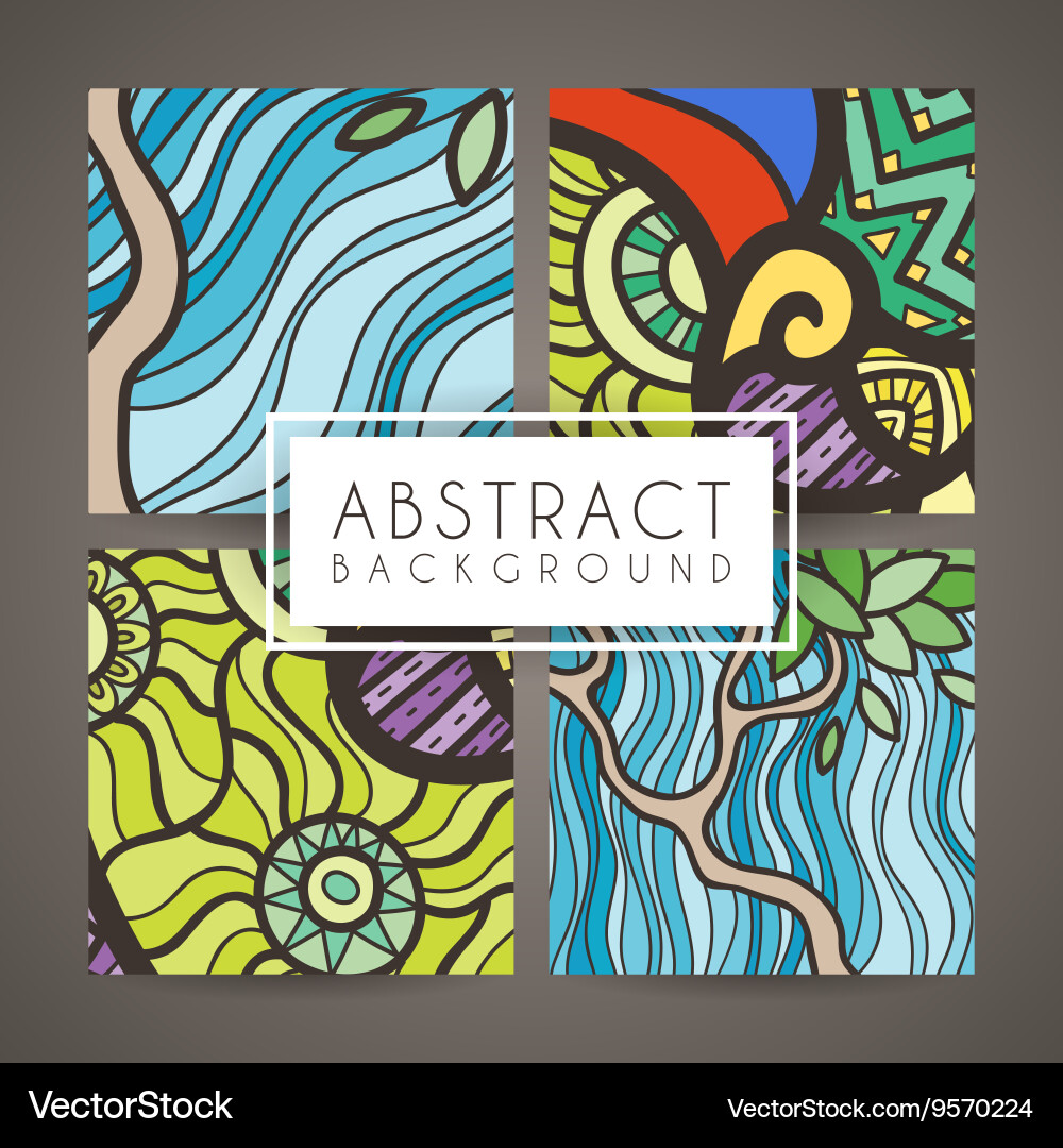 Set of four colorful intricate patterns vector image